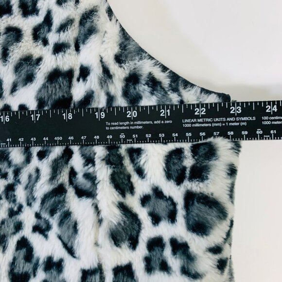 Reversible Leopard Zip Vest Faux Fur Size L Black Quilted Trendy Cozy Layering - Picture 9 of 11
